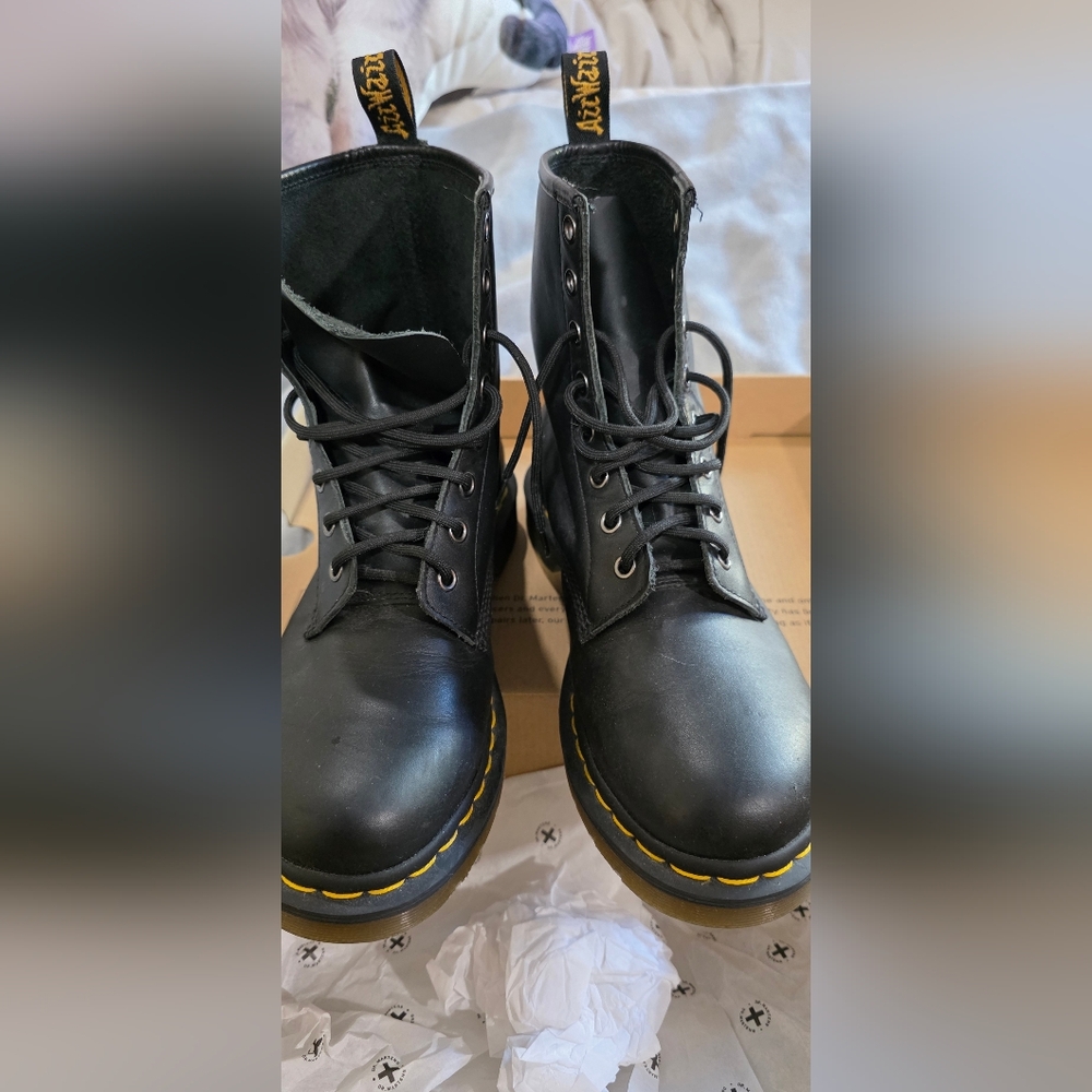 Dr. Martens Black Boots with Yellow Accents